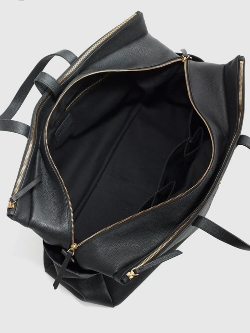 Quince Black Italian Leather Weekender Bag Travel Duffel Tote - Picture 5 of 16